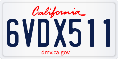 CA license plate 6VDX511