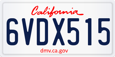 CA license plate 6VDX515