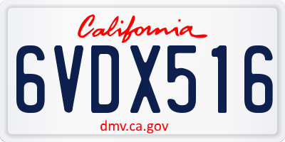 CA license plate 6VDX516