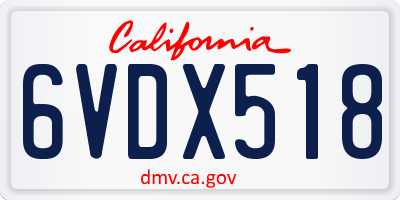 CA license plate 6VDX518