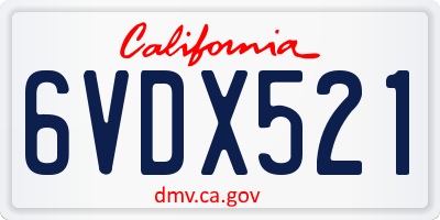 CA license plate 6VDX521