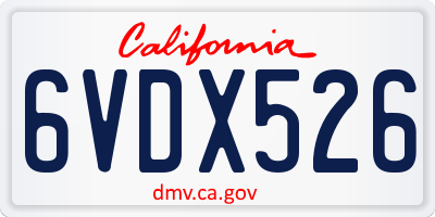 CA license plate 6VDX526
