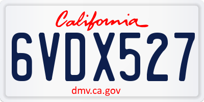 CA license plate 6VDX527
