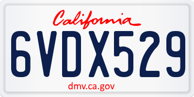 CA license plate 6VDX529
