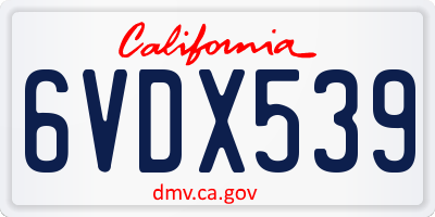 CA license plate 6VDX539
