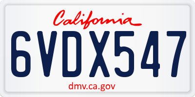 CA license plate 6VDX547