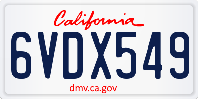 CA license plate 6VDX549