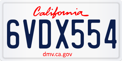 CA license plate 6VDX554