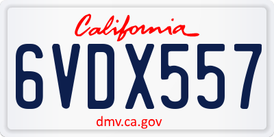 CA license plate 6VDX557
