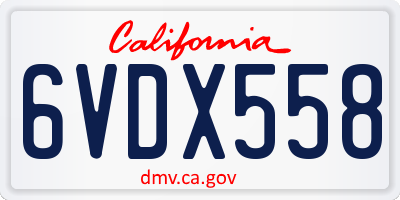 CA license plate 6VDX558
