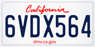 CA license plate 6VDX564