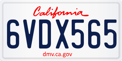 CA license plate 6VDX565