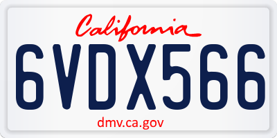CA license plate 6VDX566