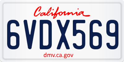 CA license plate 6VDX569
