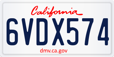 CA license plate 6VDX574