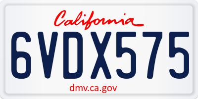 CA license plate 6VDX575