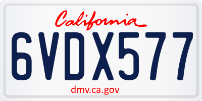 CA license plate 6VDX577