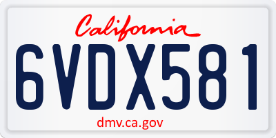 CA license plate 6VDX581