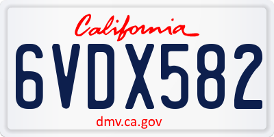 CA license plate 6VDX582