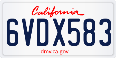 CA license plate 6VDX583