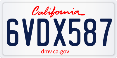 CA license plate 6VDX587