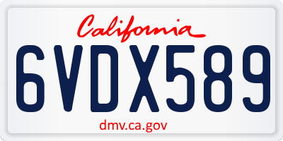 CA license plate 6VDX589