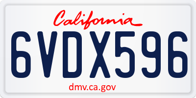 CA license plate 6VDX596