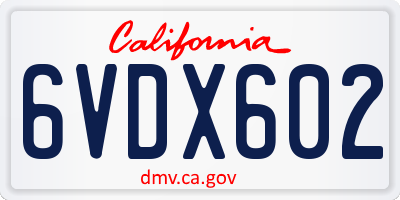 CA license plate 6VDX602