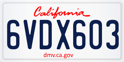 CA license plate 6VDX603