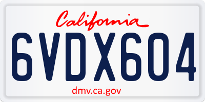 CA license plate 6VDX604