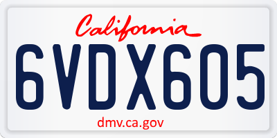 CA license plate 6VDX605