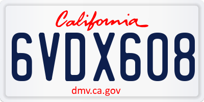 CA license plate 6VDX608