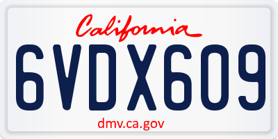 CA license plate 6VDX609