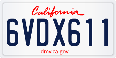 CA license plate 6VDX611