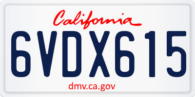 CA license plate 6VDX615