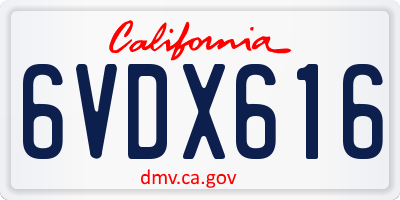 CA license plate 6VDX616