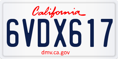 CA license plate 6VDX617