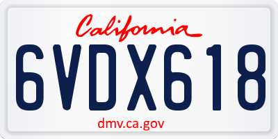 CA license plate 6VDX618