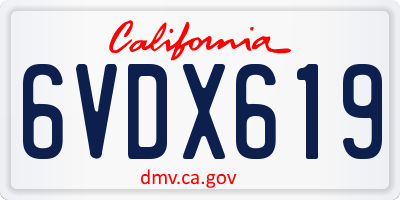 CA license plate 6VDX619
