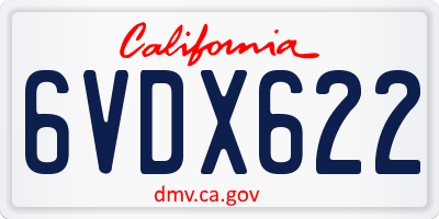 CA license plate 6VDX622