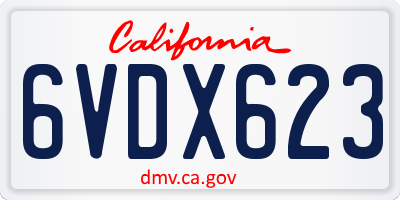 CA license plate 6VDX623