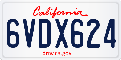 CA license plate 6VDX624