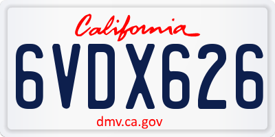 CA license plate 6VDX626