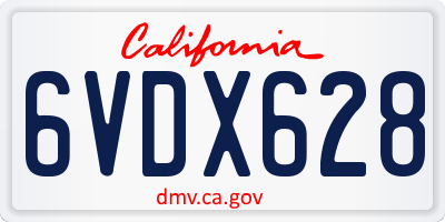 CA license plate 6VDX628