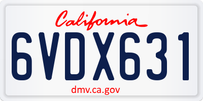 CA license plate 6VDX631