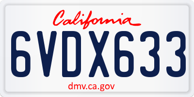 CA license plate 6VDX633