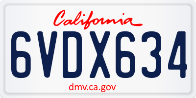 CA license plate 6VDX634