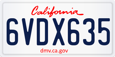 CA license plate 6VDX635