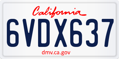 CA license plate 6VDX637