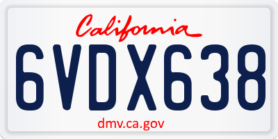 CA license plate 6VDX638